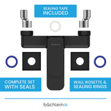 Bächlein Universal Bath Mixer in Angular Design - Complete Bath Faucet Set incl. All Accessories - Single Lever Bath Tap Matt Black