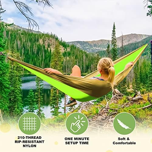 SZHLUX Camping Hammock Double & Single Portable Hammocks with 2 Tree Straps, Great for Hiking,Backpacking,Hunting,Outdoor,Beach,Camping
