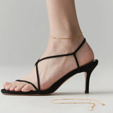 AOZELAN 14K Gold Anklets for Women Gold Ankle Bracelets for Women Cuban Chain with Spaced Tiny Disc 11(9+2) Inches