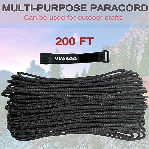 VVAAGG 550 Paracord 200FT - 4mm Lightweight and Durable Camping Tent Marine Rope, Nylon Parachute Cord