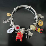 PINPCOO Adjustable Retro Music Legend Bracelet with Red Jacket Hat Glove ABC Charms, Fan Birthday Memorial Gift