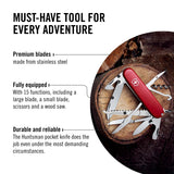 Victorinox Huntsman Swiss Army Knife, 15 Functions, Swiss Made Pocket Knife with Large Blade, Screwdriver, Scissors and Wood Saw - Red