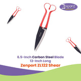 Zenport ZL122 Heavy Duty Onion & Sheep Shears – 13-Inch Double Bow Shear with 6.5-Inch Carbon Steel Blades, Spring-Loaded Garden & Harvest Cutting Tool