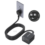 TROND 360° Rotating Flat Plug Extension Cord 10ft, Low Profile Small Power Strip, 3 Side Grounded Outlet, 13A, SPT 16/3 Gauge Cable for Indoor Home Office Kitchen Cruise Travel Essentials, Black