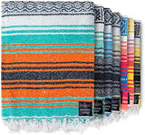Benevolence LA Authentic Handwoven Mexican Blanket | Yoga Blankets, Outdoor, Picnic, Beach, Camping | Equestrian Saddle | Serape 50x70 inches - Mandarin, Pack of 1