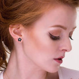 925 Sterling Silver Stud Earrings, Cute Flower Ear Studs for Women, White/Black/Rose Gold Plated, Stud Earrings Jewelry Gift (3pcs)