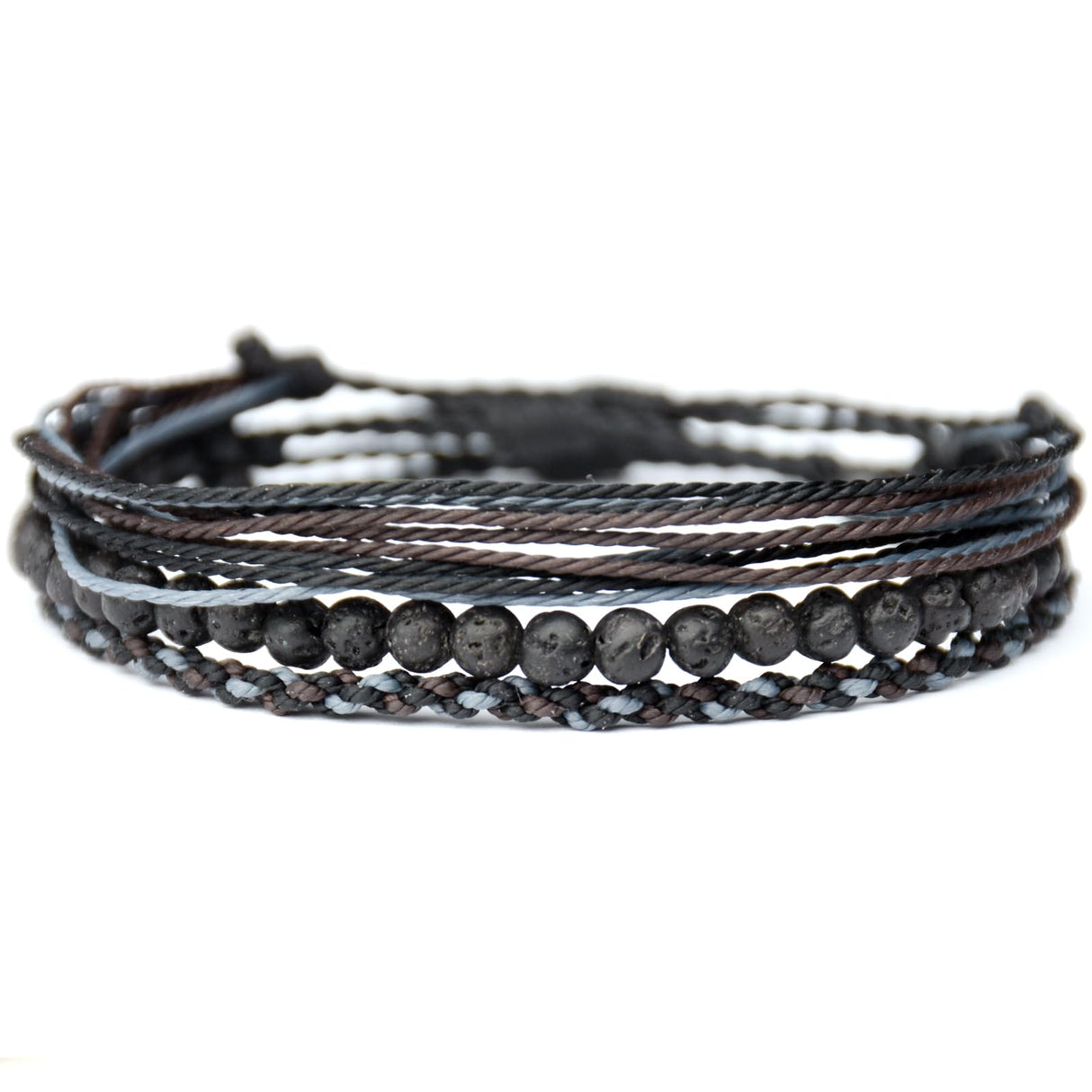Mezcla Vida Handmade Natural Stone Beaded Healing Bracelet Gift for Men Adjustable Rope String Bracelet (Lava Rock, Adjustable)