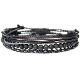 Mezcla Vida Handmade Natural Stone Beaded Healing Bracelet Gift for Men Adjustable Rope String Bracelet (Lava Rock, Adjustable)