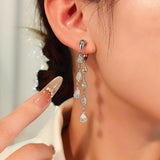 14K Gold Plated Leaf Dangle Earrings for Women Statement, Dainty Hypoallergenic CZ Drop Dangly Earrings Trendy, Simple Long Dangly Jewelry
