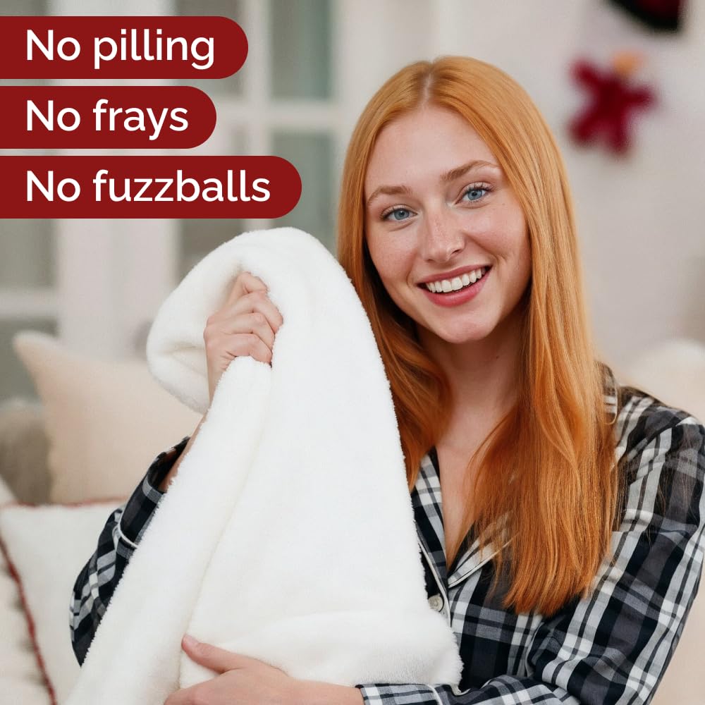 Christmas Sherpa Blanket Throw Size - Reversible Sherpa Fleece Blanket - Super Soft Double Sided Throw for Bed, Sofa, Couch - Thick, Warm, Cozy & Plush - Xmas Winter Bedding - Christmas Tartan, 50x60