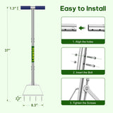 Leweio Manual Lawn Aerator Spike Tool, Semi-Assembled, Non-Clogging Spike Aerator with 4 Steel Spikes, Ergonomic Handle & Reinforced Welding for Yard Grass Aeration - Green