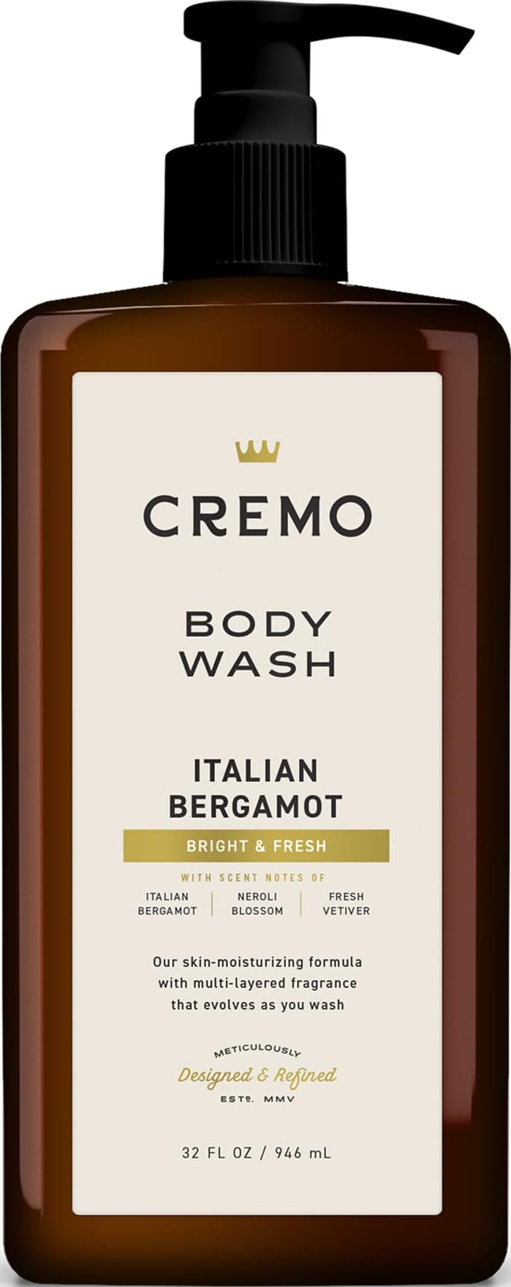 Cremo Body Wash for Men, Italian Bergamot, 32 Fl Oz
