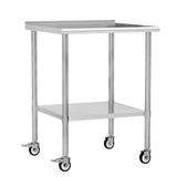 Stainless Steel Work Table with Wheels, 30x30 Inch NSF Food Prep Table with Backsplash & Adjustable Undershelf for Commercial Kitchen, Restaurant, Garage