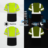 Uno Mejor Hi Vis Shirts for Men Construction Class 2 High Visibility Shirts for Men, Hi Vis Reflective Safety T-Shirts for Men Women, Short Sleeve Work Shirts with Black Bottom, Yellow XL, 3PCS
