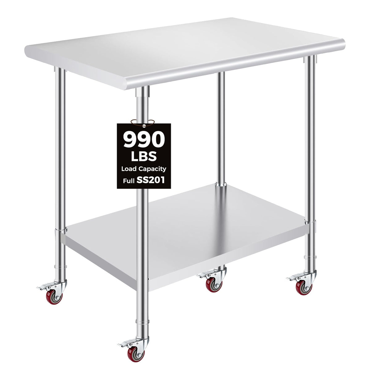 OSTBA Stainless Steel Table for Prep & Work 24x36 Inches with Casters Wheels, NSF Metal Commercial Heavy Duty Table with Adjustable Undershelf for Restaurant Kitchen Home and Hotel
