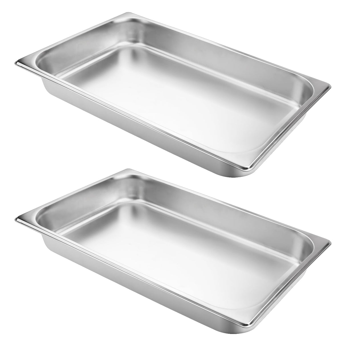 VOISEN 2 Pack Hotel Pans, 2.5" Deep, Anti-Jamming, Commercial Stainless Steel Steam Table & Catering Food Pans