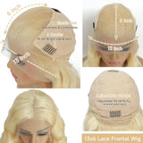 KEGOO 613 13x6 Lace Front Wig Human Hair 28 Inch Blonde Wig Human Hair 200% Density Body Wave HD Blonde Lace Frontal Wig Pre Plucked 613 Lace Front Wig Human Hair
