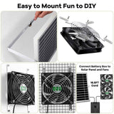 erifyng Solar Powered Fan with Battery, Rechargeable Solar Fan for Chicken Coop, Greenhouse, Shed, Outside with Two IPX7 Waterproof Exhaust Intake Fans 16.5Ft On/Off Switch Cable