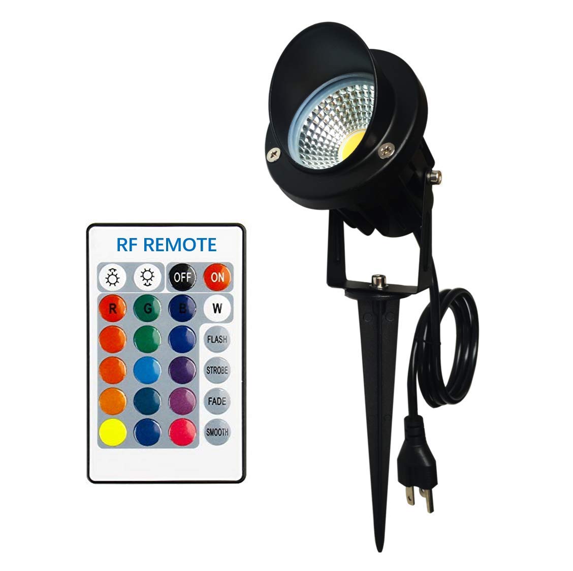 Color LED Outdoor Landscape Spotlight Remote 10W RGB Waterproof Spot Light for Yard Tree Garden Halloween Christmas Lighting, 120V