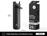 POWCAN 26 oz Insulated Water Bottle with 2-in-1 Straw and Spout Lid, Keep Cold 24H, Leak-Proof, Fits in Car Cup Holder, Stainless Steel Water Bottle for Sports, Travel, and School (Dark Knight)