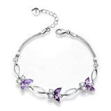Nieboa S925 Sterling Silver Purple Butterfly Bracelets for Women,Anniversary Jewelry Gift for Women Mother Wife friend(Purple)