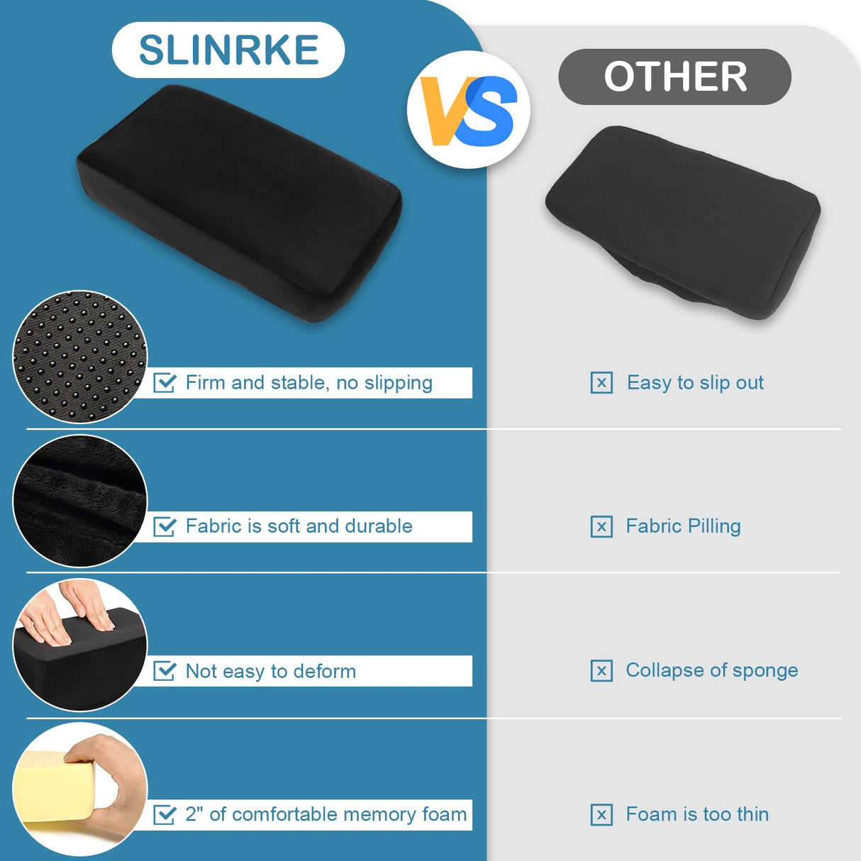 Knee Scooter Cushion Cover - Soft and Comfortable Knee Scooter Pad with Removable 2'' Thick Memory Foam Cushion, Black