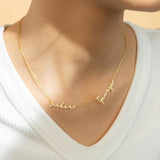 Ajiangwu 18K Gold Plated Name Necklace Personalized,Multiple Custom Name Necklace Family Necklace with Kids Names Customized Choker Necklace for Women