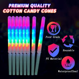 50 Pcs LED cotton candy cones,Glowing cotton candy sticks，Cotton candy holder reusable and waterproof, suitable for Christmas party (colorful)