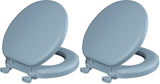 Mayfair Padded Toilet Seat, Cushioned Soft Vinyl over Wood Core Seat, Secure Hinges, Easy Clean, Made in USA, Round, Sky Blue (Pack of 2)