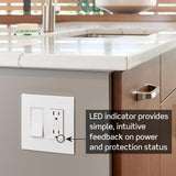Leviton GFCI Outlet, 15 Amp, Self Test, Tamper-Resistant with LED Indicator Light, Protection from Electric Shock and Electrocution, GFTR1-W, White
