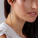 Silver Tone Long Earrings for Women, Large CZ Faux Diamond Teardrop Dangles