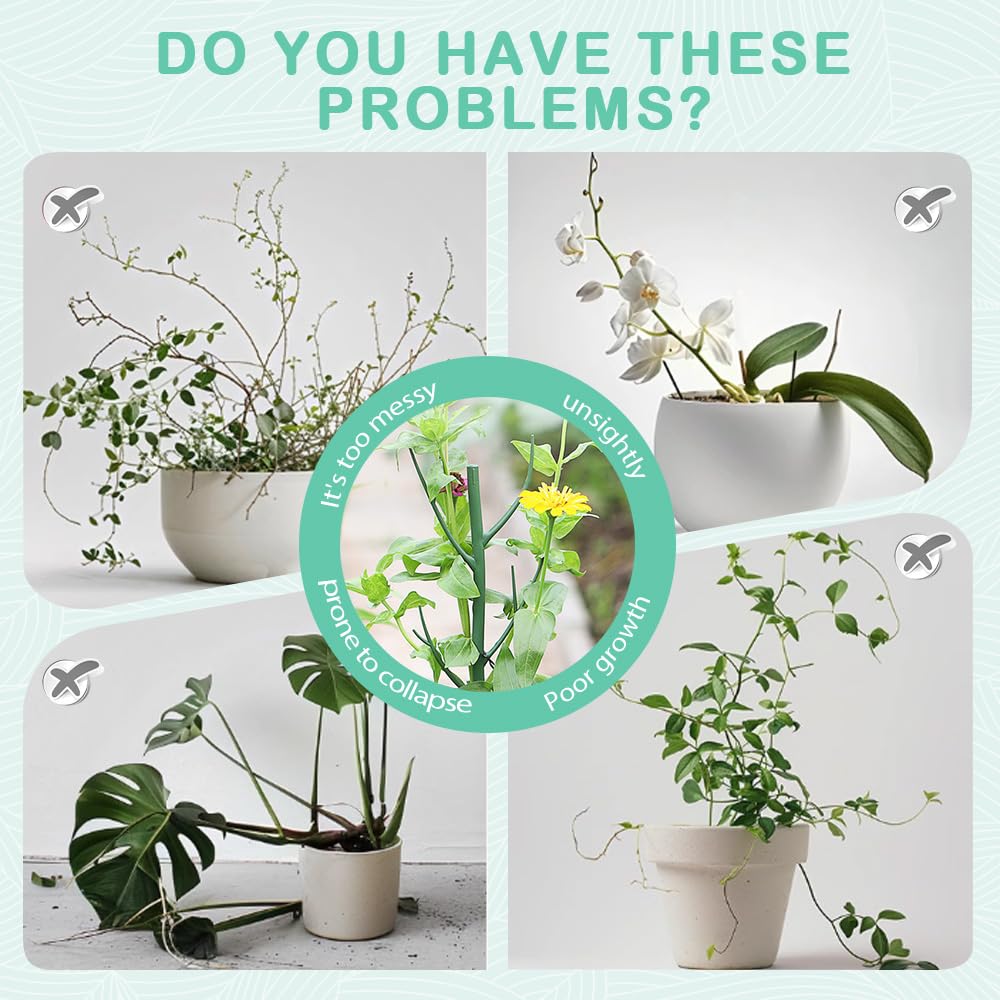 Plant Stakes Set, Stackable Monstera Plant Support, Garden Plant Support Stakes for Indoor Outdoor Plants, Climbing Structures Holder Stick Moss Pole for Support Tall Potted Plants (Green 5 Pack)