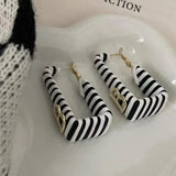 TOPATU Designer Earrings for Women - Alloy Letter B - Clip-on Stud Earrings - Black and White