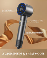 FanttikSolo SonicDry H10 APEX Hair Dryer, Ionic Fast Drying Blow Dryer with HD Display, Brushless Motor, Thermo-Control, Magnetic Concentrator, 110000 RPM High-Speed, LightFlow