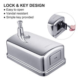 VANNSOO Commercial Soap Dispenser Wall Mount Stainless Steel Manual Liquid Pump Rust-Proof Leak Free for Bathroom (37 fl.oz./1100ml)