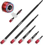 Magnetic Screwdriver Bit Holder Set: 5-Piece 1/4 Inch Hex Shank Quick Release Extension Adapter | Super Straight Durable CR-V Steel | Universal Fit for Impact Driver Bits | 2", 4", 6", 12", 17" Long
