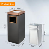 WICHEMI Commercial Outdoor Trash Can with Lid, 7 Gallon Stainless Steel Trash Bin with Removable Inner Bucket for Office Hotel Lobby Patio