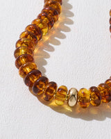 FAUTHENTICUTE Chunky Brown Beaded Necklace for Women Translucent Amber Brown Bead Choker Statement Adjustable Beach Necklace Trendy Summer Jewelry Gift