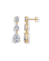 PAVOI Diamond Triple Drop Earrings for Women, 14K Gold Plated, Yellow Gold
