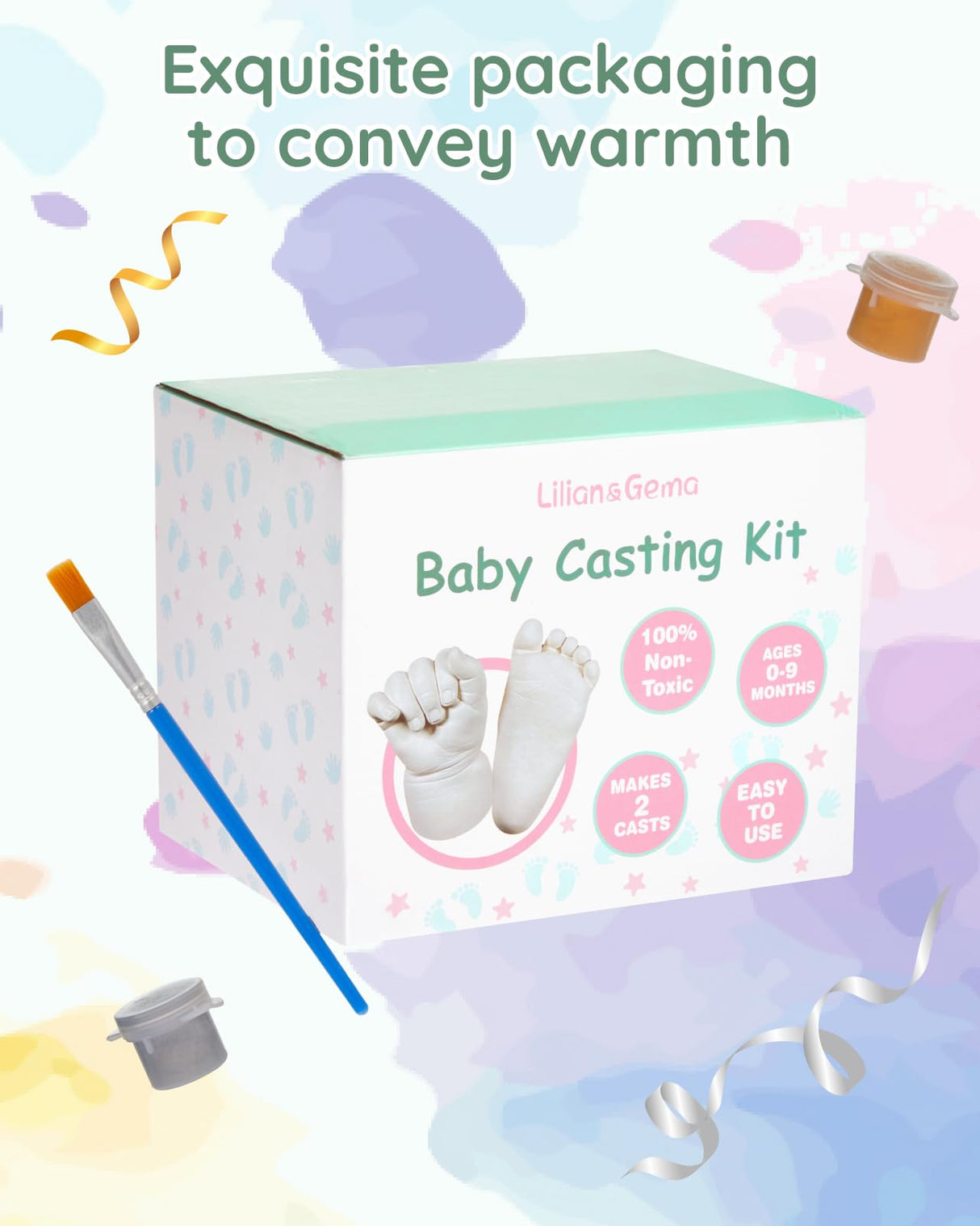 Lilian&Gema Baby Casting Kit Hands and Feet, Newborn Keepsake Foot Hand Mold Kit, Plaster Hand Mold Casting Kit for Babies 0-6 Months, Perfect for First Birthday, New Mom Baby Christmas Gift