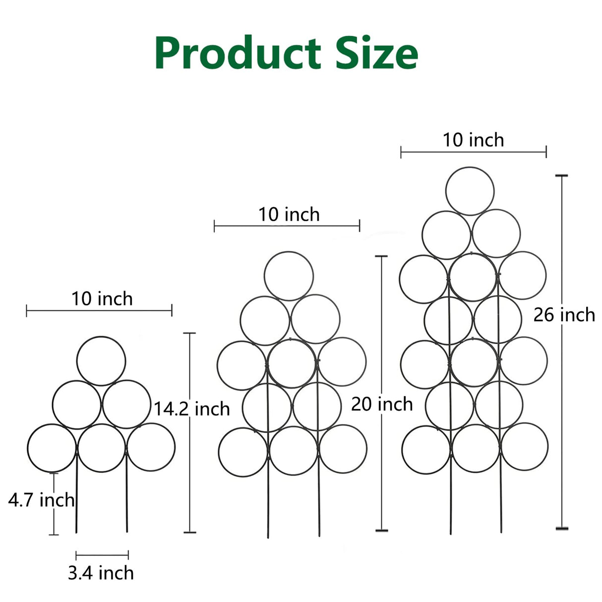 IA Garden Trellis for Climbing Plants Indoor,4 Pack Stackable Garden Trellis for Potted Plant Support, 15.7 Inch Small Houseplant Metal Wire Trellis for Vine Ivy Rose Plant Trellis (Black)