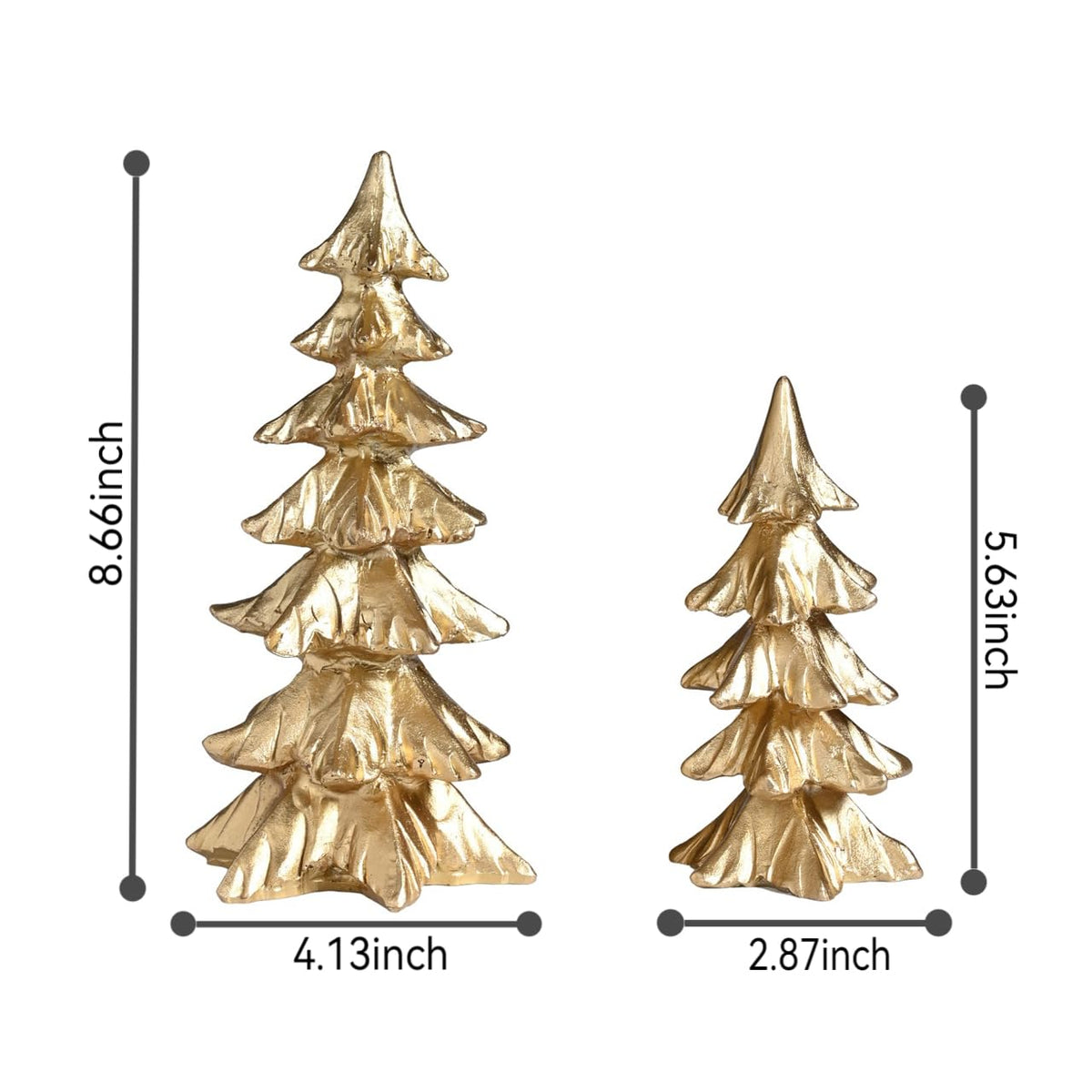 FESTGLOX Gold Christmas Tree Figurines,Small Resin Christmas Tabletop Trees