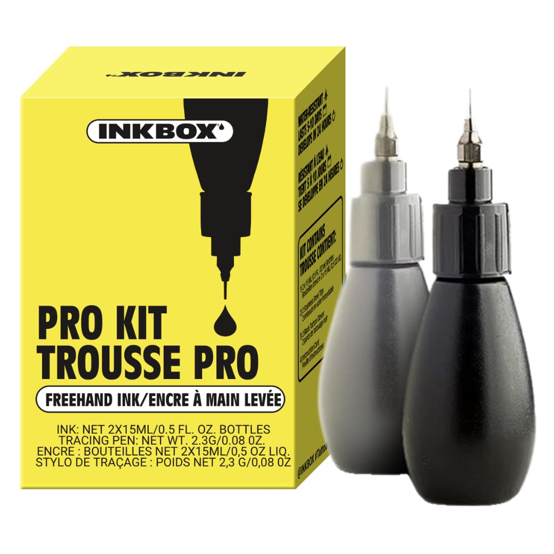 Inkbox Freehand Ink Temporary Tattoos Pro Kit - Draw Long-Lasting Ideal Present for Any Level of Artist - Temp Tattoo Kit and Drawing Last Up to 2 Weeks (Pro Kit)