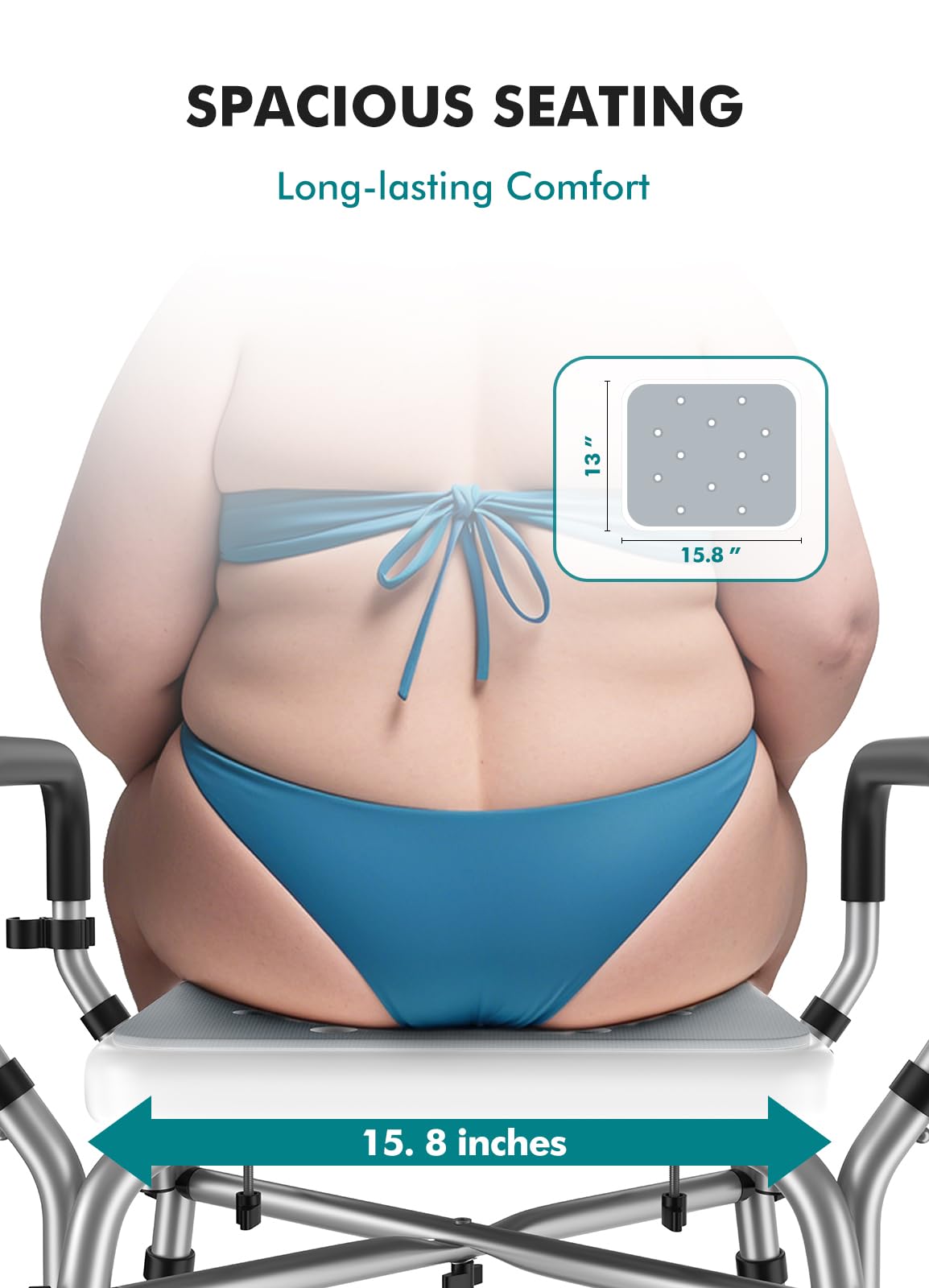 VFAUOSIT Shower Chair for Elderly and Disabled, 550 lbs Shower Chair for Inside Shower with Arms and Back, FSA/HSA 6-Height Shower Seats for Adults with Shower Bag, Bath Chairs for Seniors Inside Tub