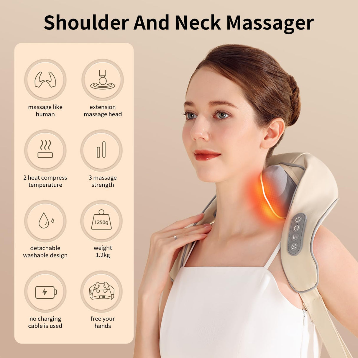 ACKIND Neck Massager with Heat, Shiatsu Shoulder Massage, Electric Acupressure Neck Massager Best Gift for Parents/Elders/Health/Women/Men Deep Kneading Massage Like Human to Free Your Hand
