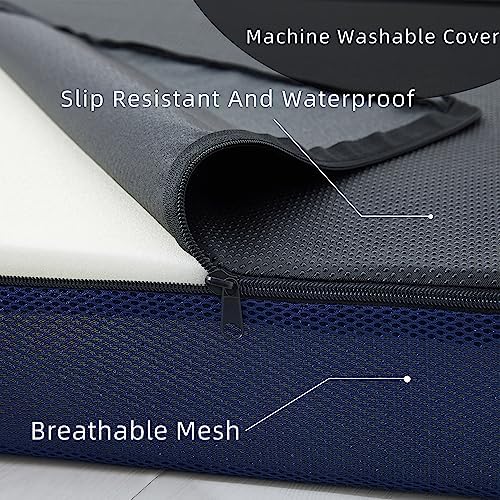 Sleeping Mats for Adults,Memory Foam Folding Pad,Cool Trifold Mattress,Machine Washable Mesh Cover,Breathable,Cot Size Floor Mattress Topper,Guest Bed,Summer Camping