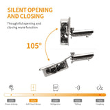Chibery 10 Pack 1/2" Overlay 4D Soft Close Concealed Hinges for Face Frame Door, Adjustable Closing Speed, Smooth Slow Self Close Hinges, Satin Nickel, 105° Open Angle Stainless Steel Cabinet Hinges