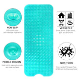 YINENN Bath and Shower Safety Mats 40x16 inch, Non Slip with Suction Cups for Bathroom Stall and Tub Floor, Extra Large and Machine Washable, Drain Holes Keep Bathtub Clean, Green