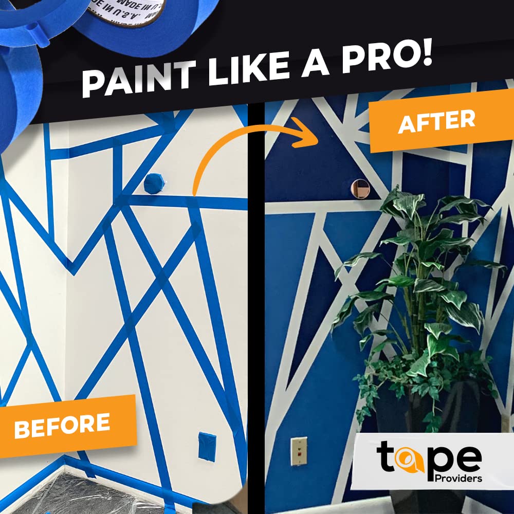 Made in USA Blue Painter’s Tape - 3 inch x 60 yds. (16 Pack) Thick & Wide Masking Tape for Safe Wall Painting, Building, Remodeling, Labeling, Edge Finishing