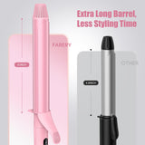 FARERY Long Barrel Curling Iron 1 1/4 inch, 1.25 Inch Curling Iron for Thin Hair, Infused Argan Oil & Keratin, 11 Adjustable Temp, Include Clips & Silicone Pad, Pink